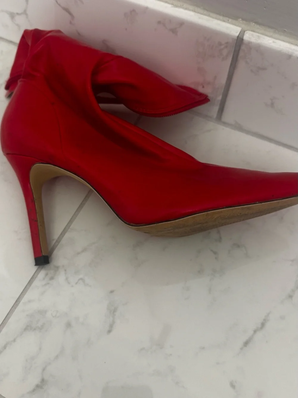 Women’s Red Pointed-Toe Stiletto Ankle Boots